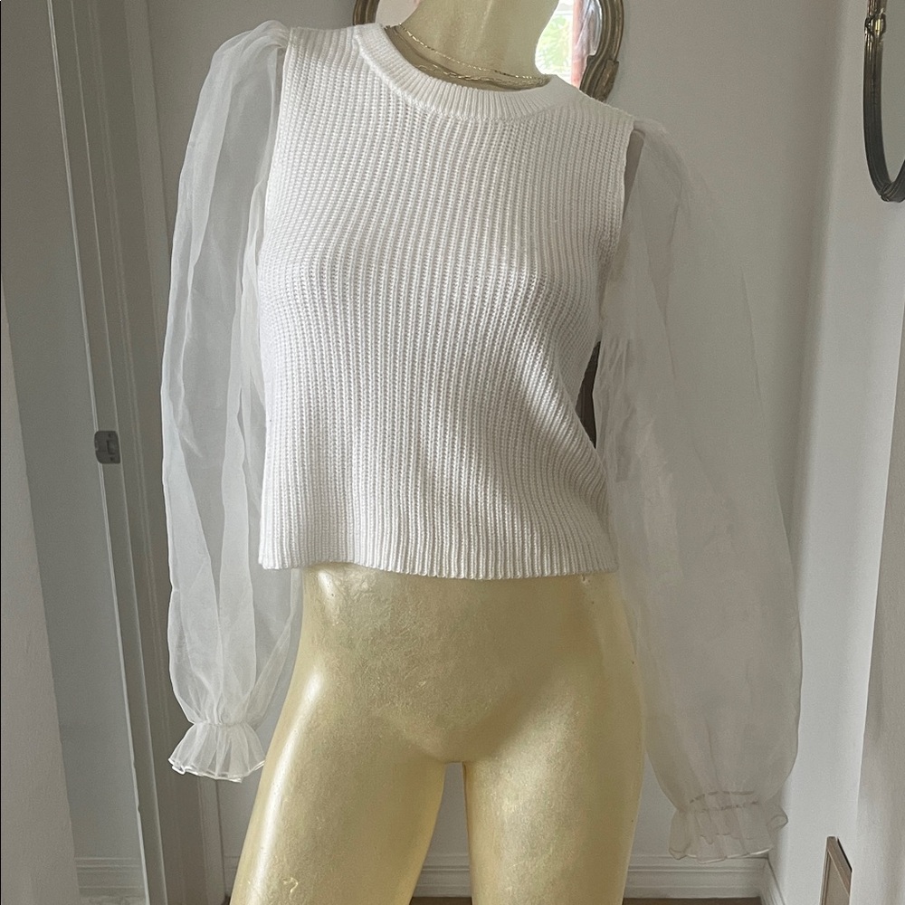 Stunning REVOLVE MAJORELLE White Sheer Sleeve Sweater